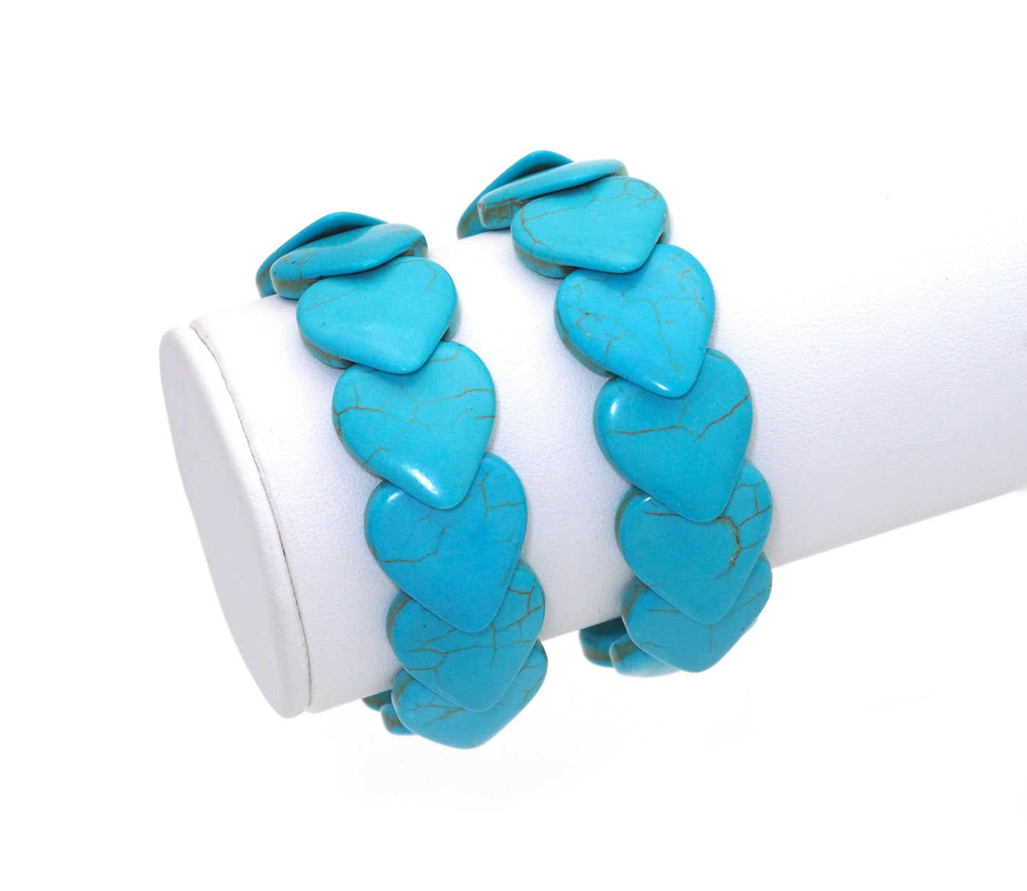 Blue Turquoise Heart Stretch Adjustable Bracelate, Sku#U1458