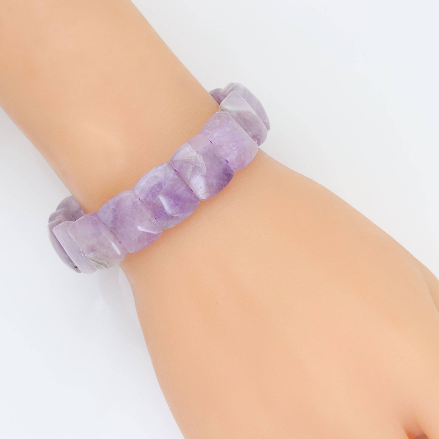 12x16mm Amethyst Rectangle Stretchy Bracelet, Sku#U2003