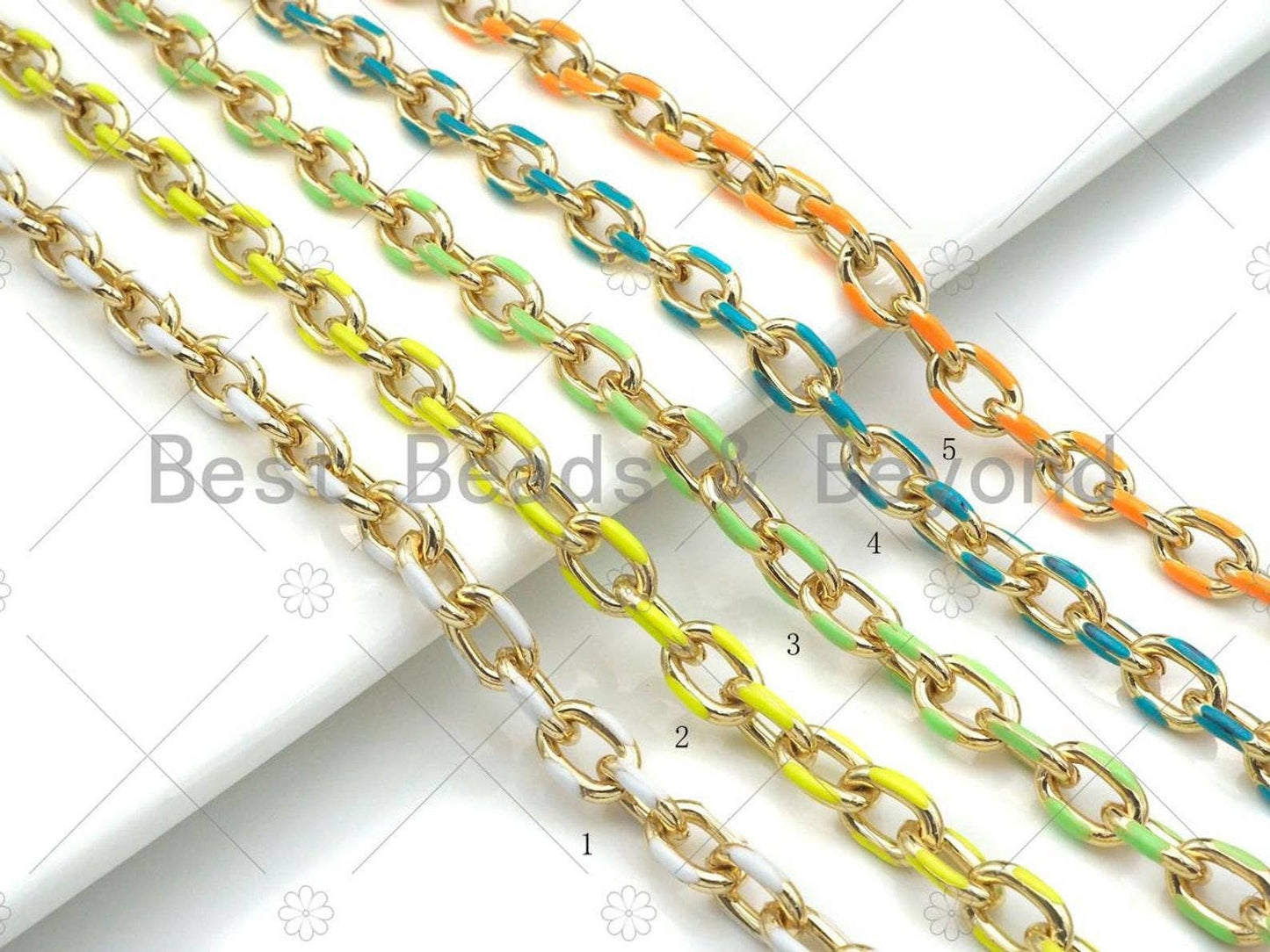 High Quality Colorful Enamel Oval Link Chain by Yard, Gold Enamel Chunky Oval Link Chain, Enamel Statment Chain, 7x11mm, sku#M332