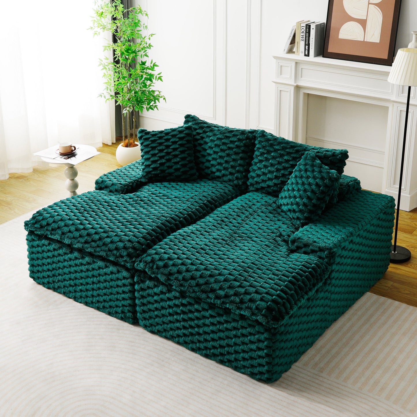 Green Turtle Velvet Double Chaise Lounge