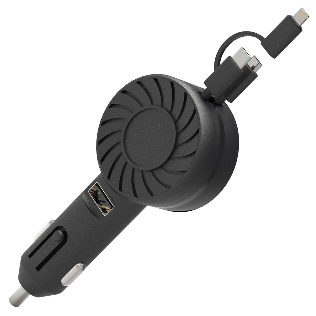 Chargeur de téléphone de voiture rétractable 3-en-1 21W