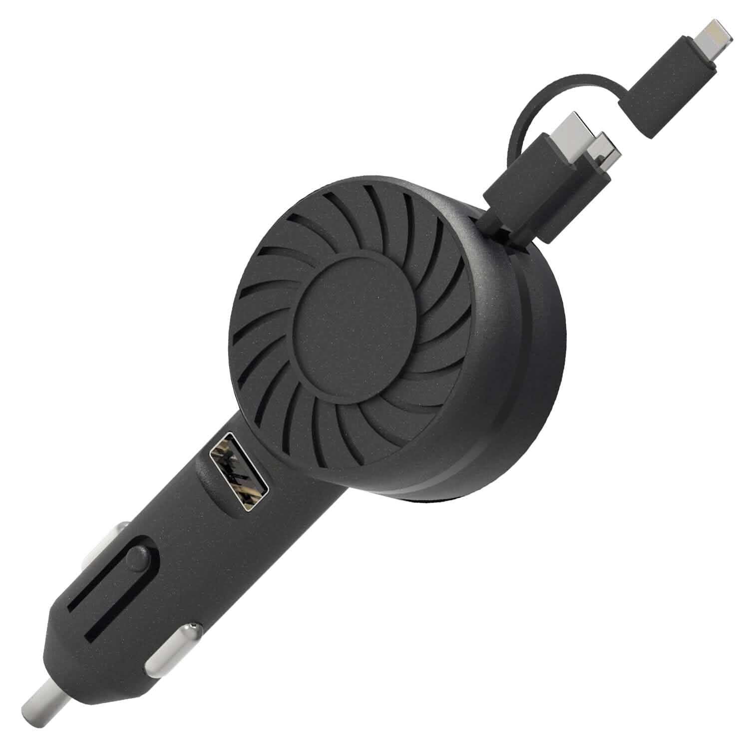 Chargeur de téléphone de voiture rétractable 3-en-1 21W