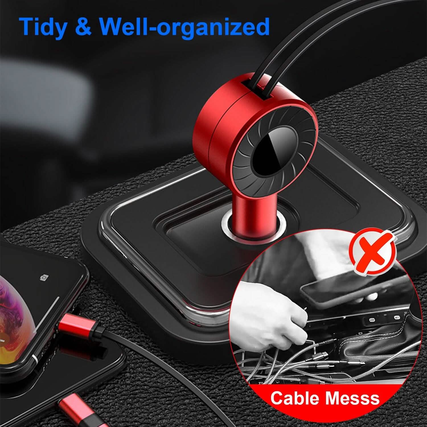 Chargeur de téléphone de voiture rétractable 3-en-1 21W
