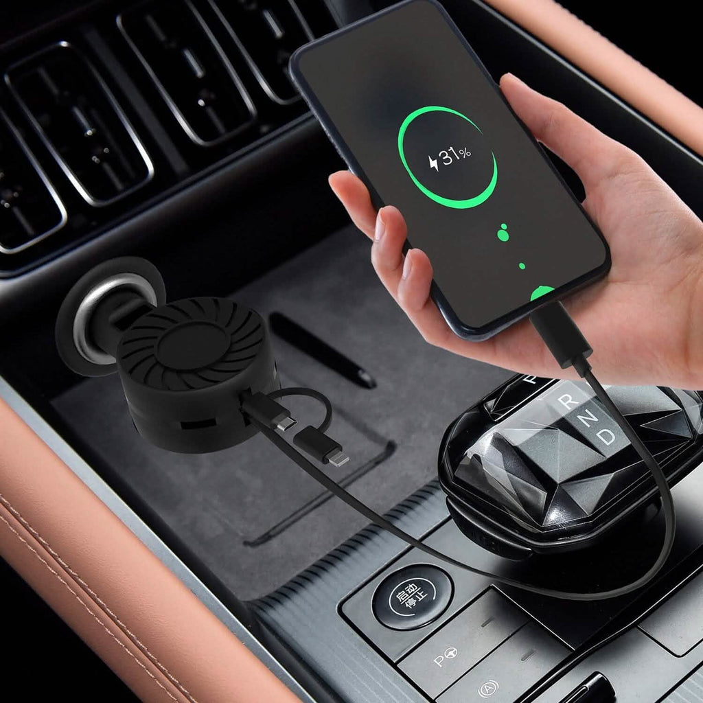 Chargeur de téléphone de voiture rétractable 3-en-1 21W