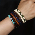 Lot de 22 bracelets en perles de bois style bohème vintage