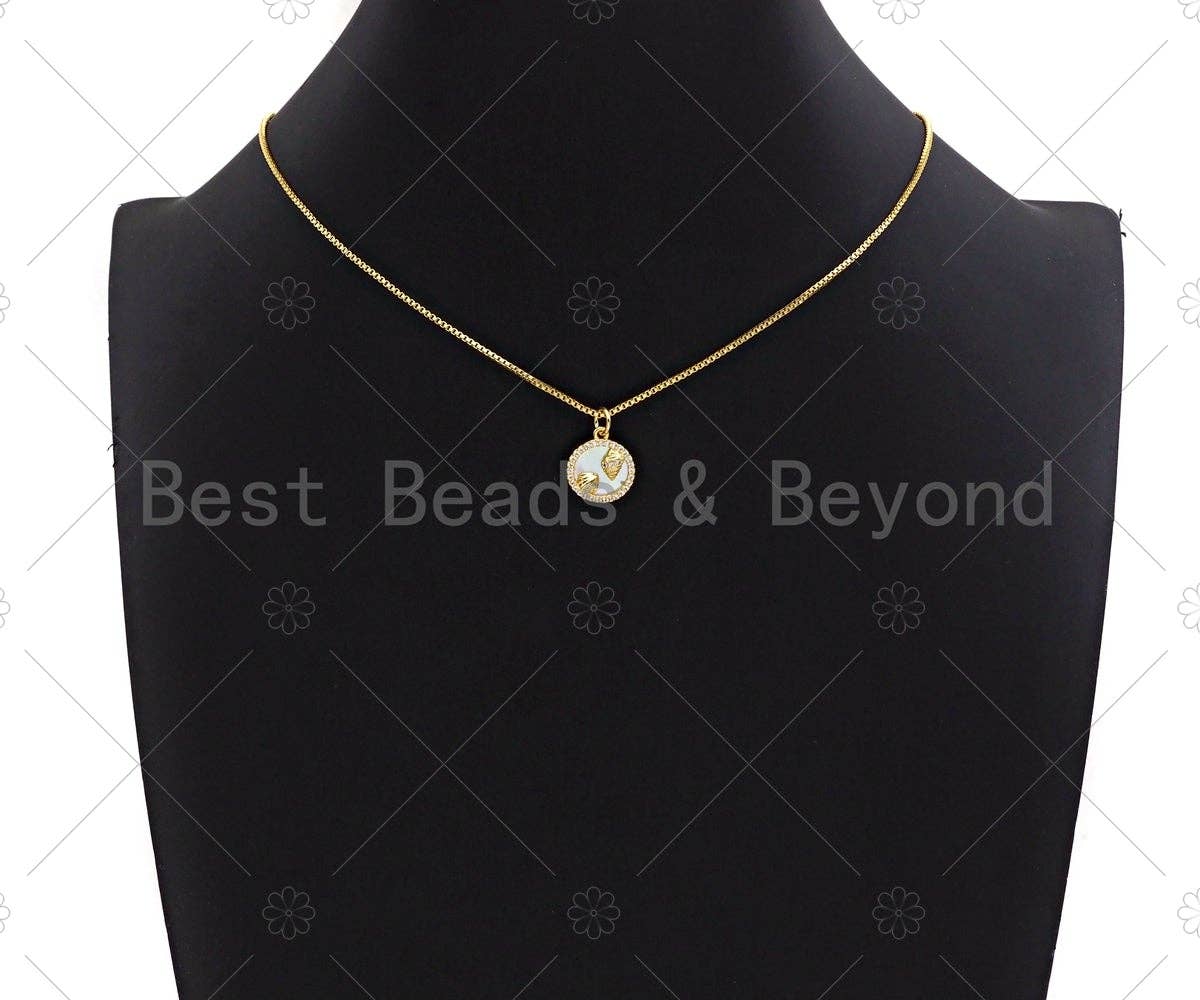 18K Gold CZ Micro Pave Sea Shell Inlay Charm, Mother-of-pearl Seashell Pendant Charm, Cubic Zirconia Charm, 12mm, sku#Z1128