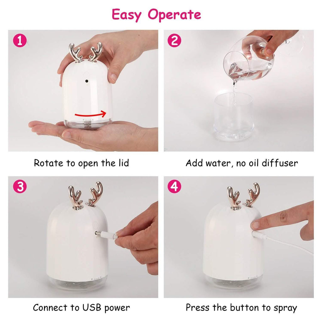 220ml Cool Mist Humidifier Ultrasonic Air Diffuser Atomizer with 7 Color