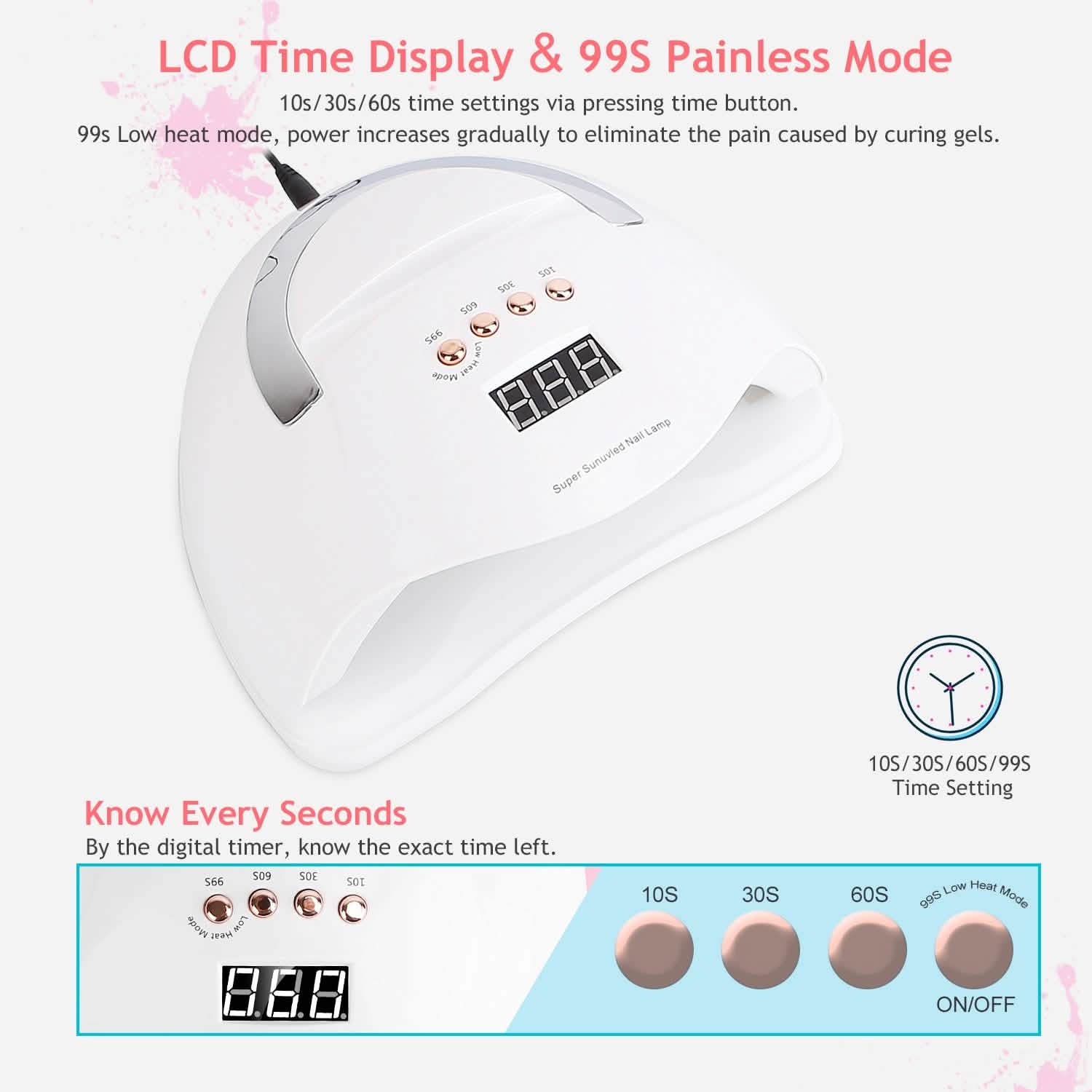 Lampe à ongles UV LED 220W, sèche-vernis gel