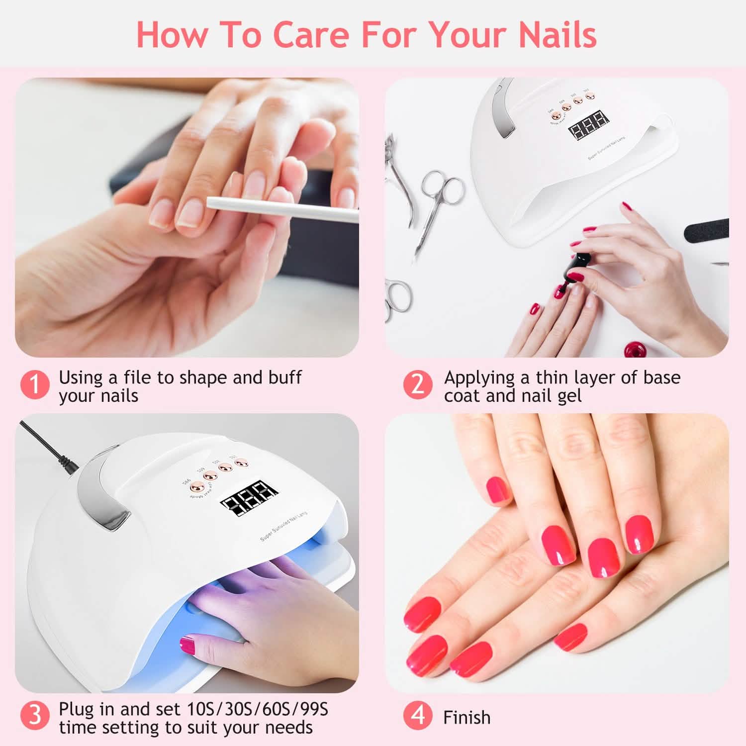 Lampe à ongles UV LED 220W, sèche-vernis gel