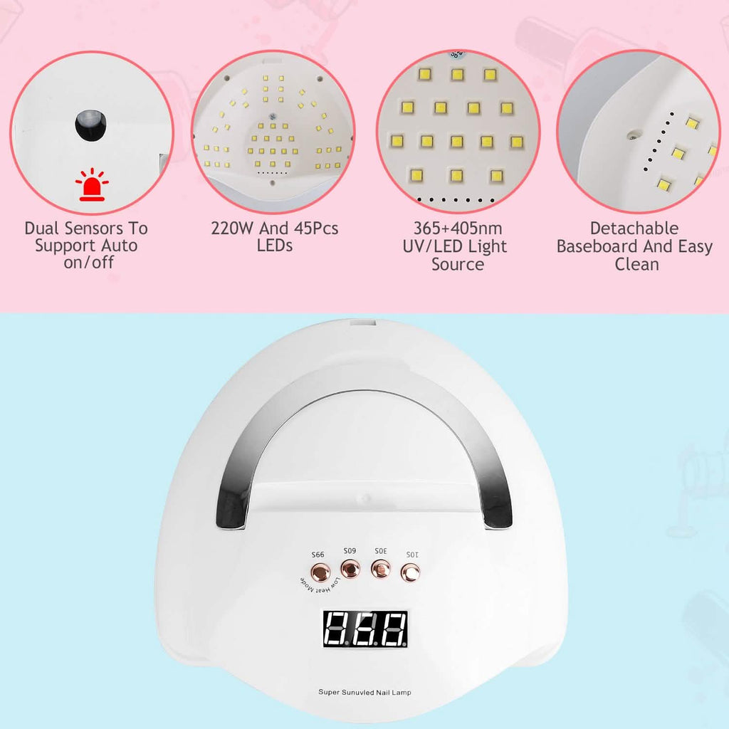 Lampe à ongles UV LED 220W, sèche-vernis gel