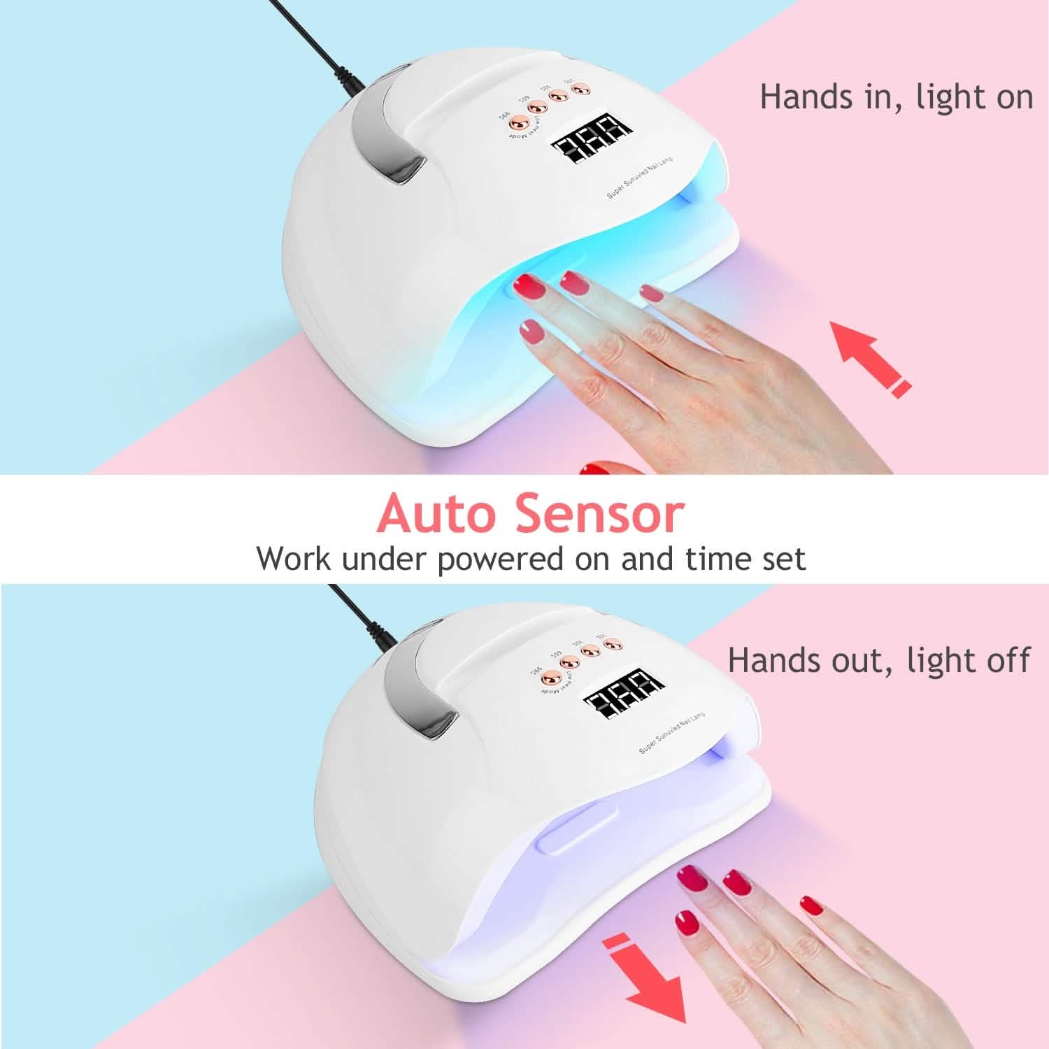 Lampe à ongles UV LED 220W, sèche-vernis gel
