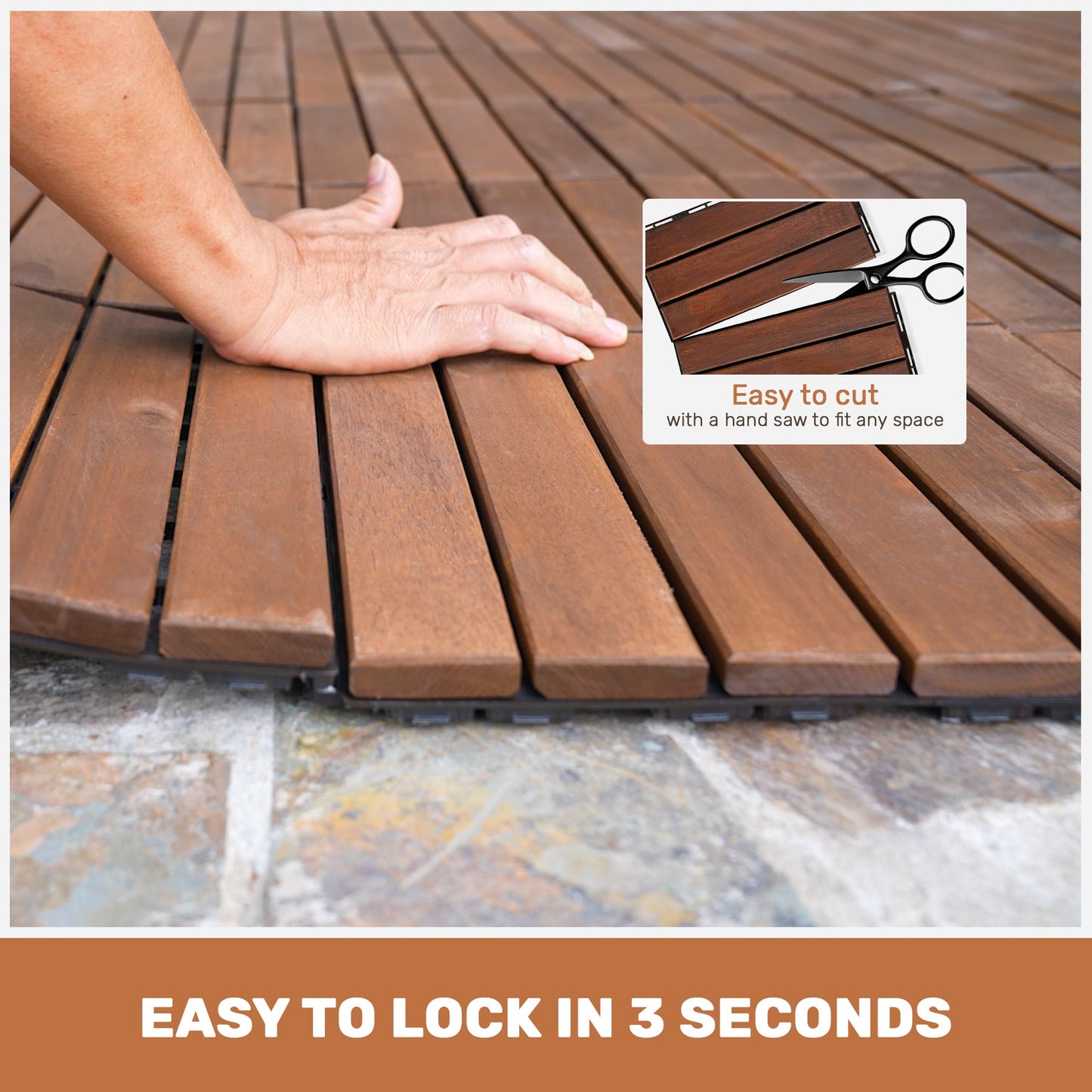 10 PCS Interlocking Deck Tiles Striped Pattern