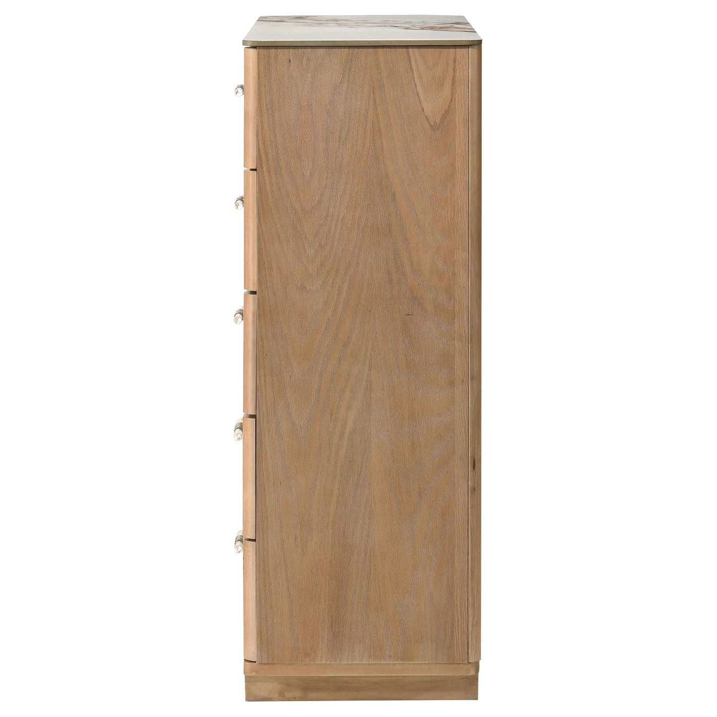 Leanne 5-drawer Sinter Stone Top Chest of Drawers Light Oak
