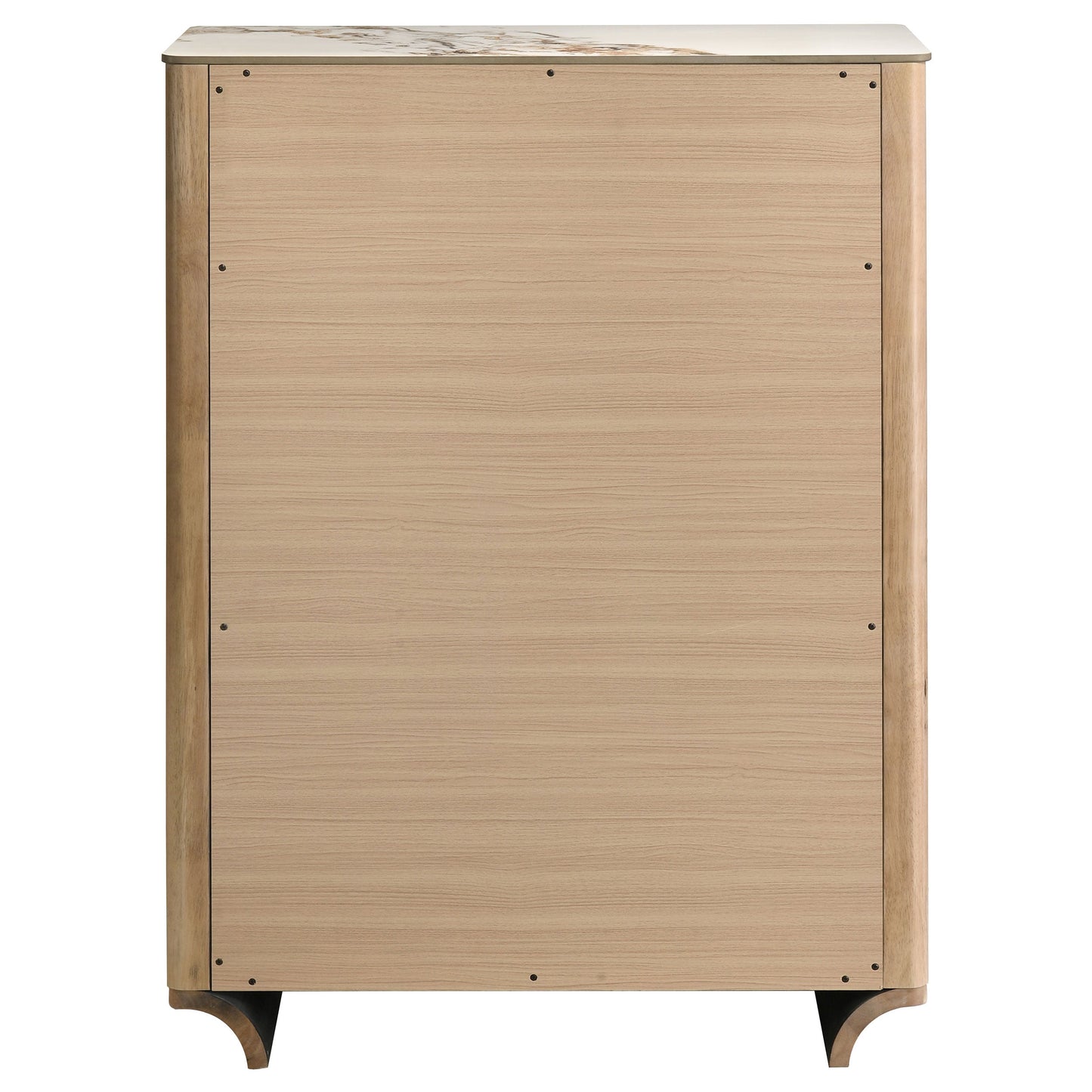 Leanne 5-drawer Sinter Stone Top Chest of Drawers Light Oak
