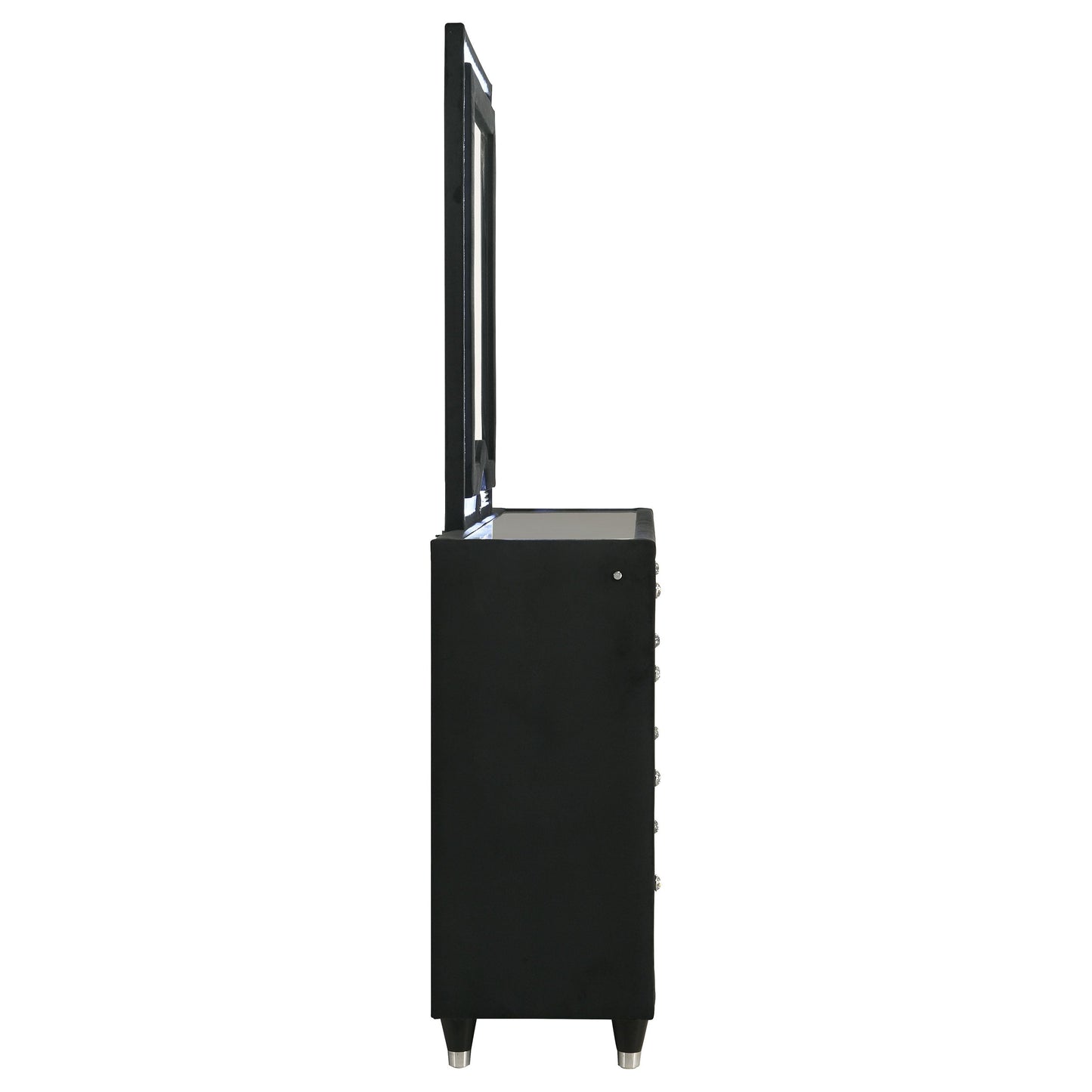 Ravenne 8-drawer Velvet Upholstered LED Dresser and Mirror Black