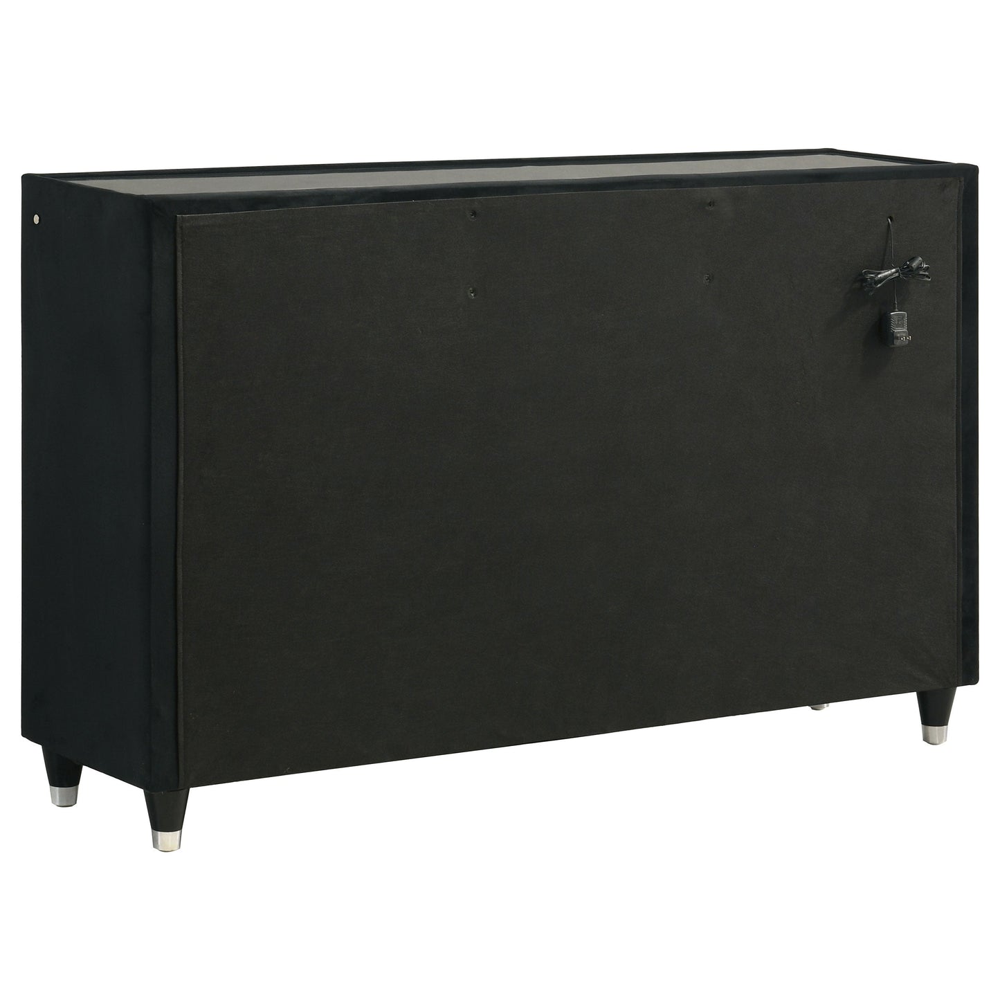 Ravenne 8-drawer Velvet Upholstered LED Dresser Cabinet Black