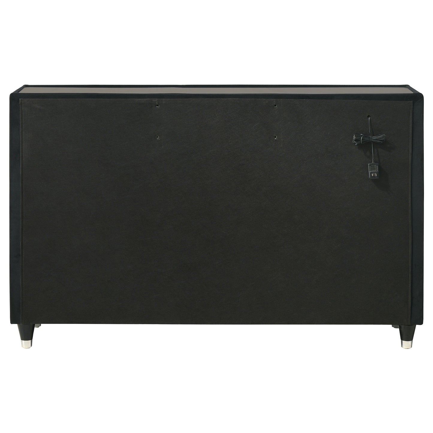 Ravenne 8-drawer Velvet Upholstered LED Dresser Cabinet Black