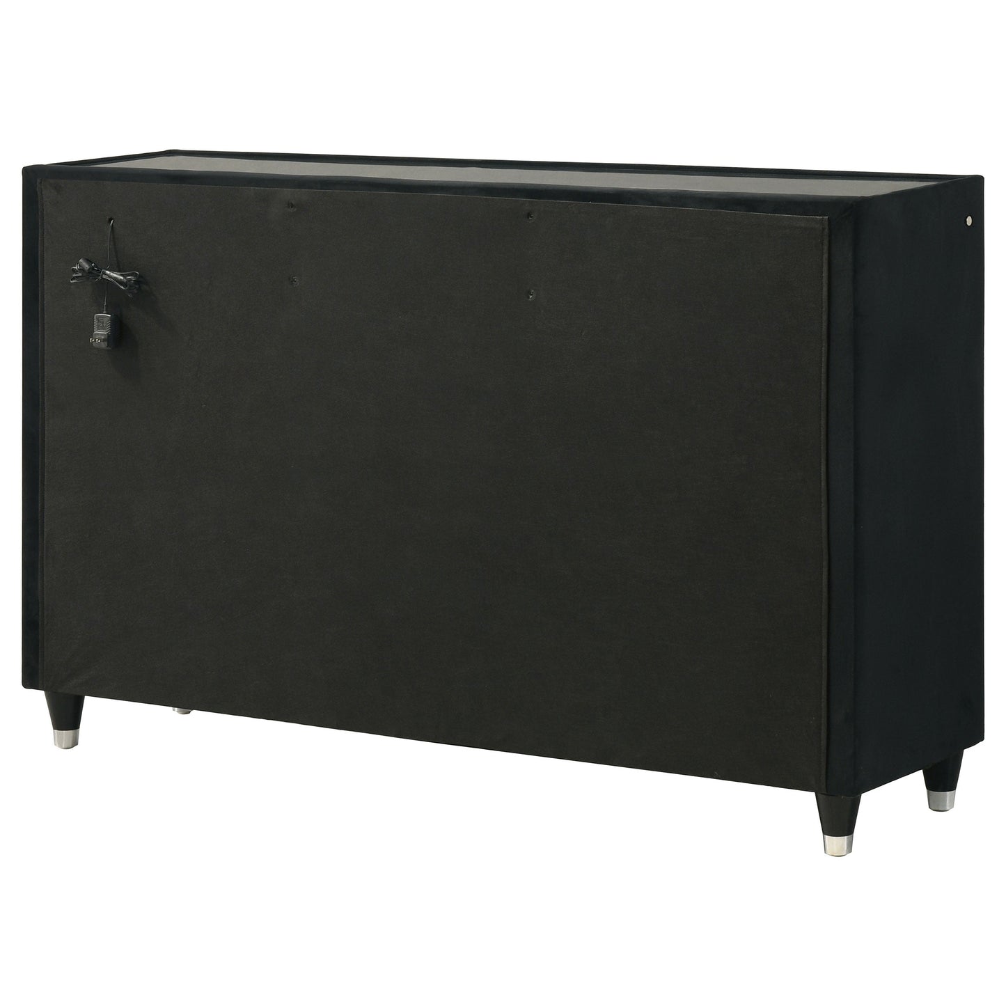 Ravenne 8-drawer Velvet Upholstered LED Dresser Cabinet Black