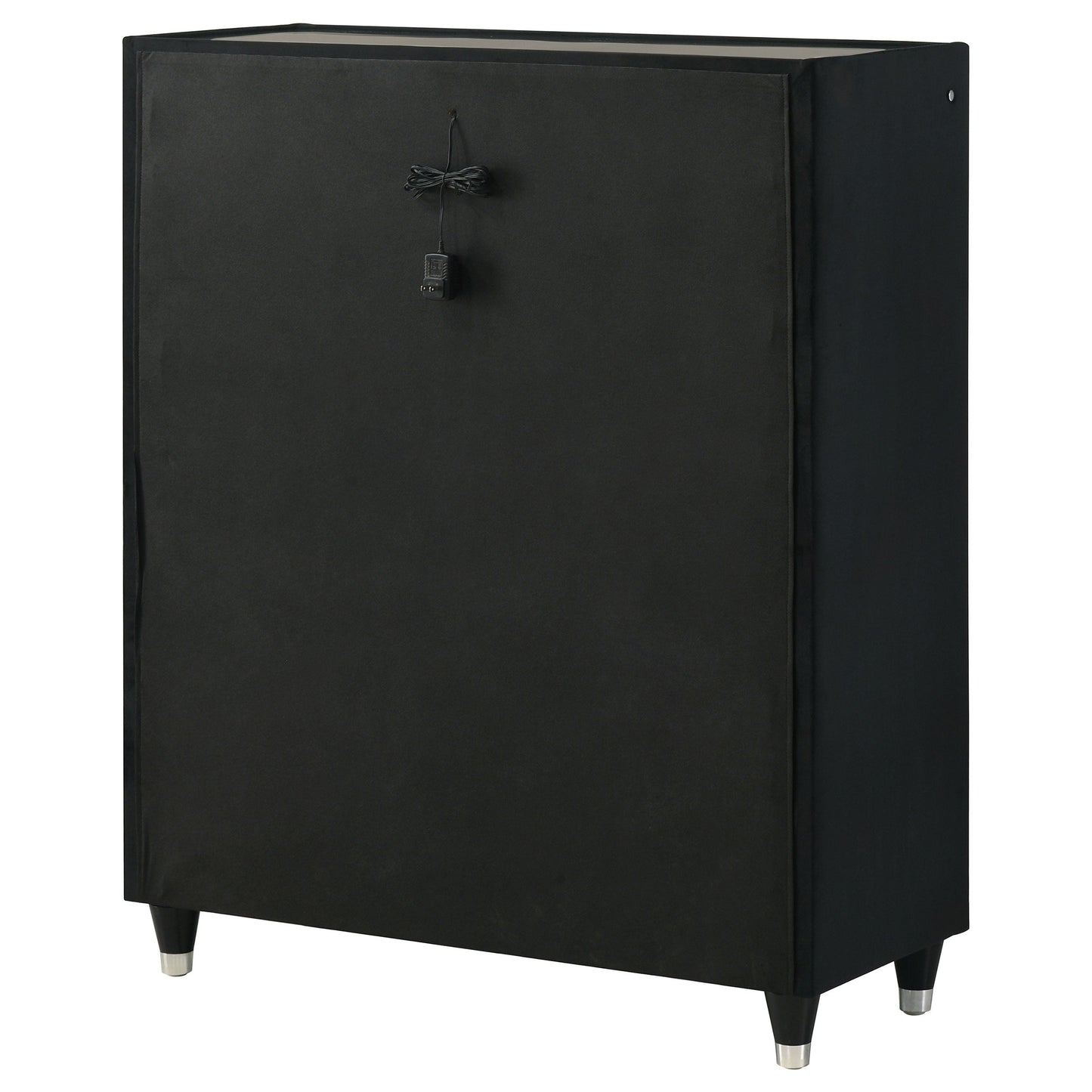Ravenne 5-drawer Velvet Upholstered LED Chest of Drawers Black