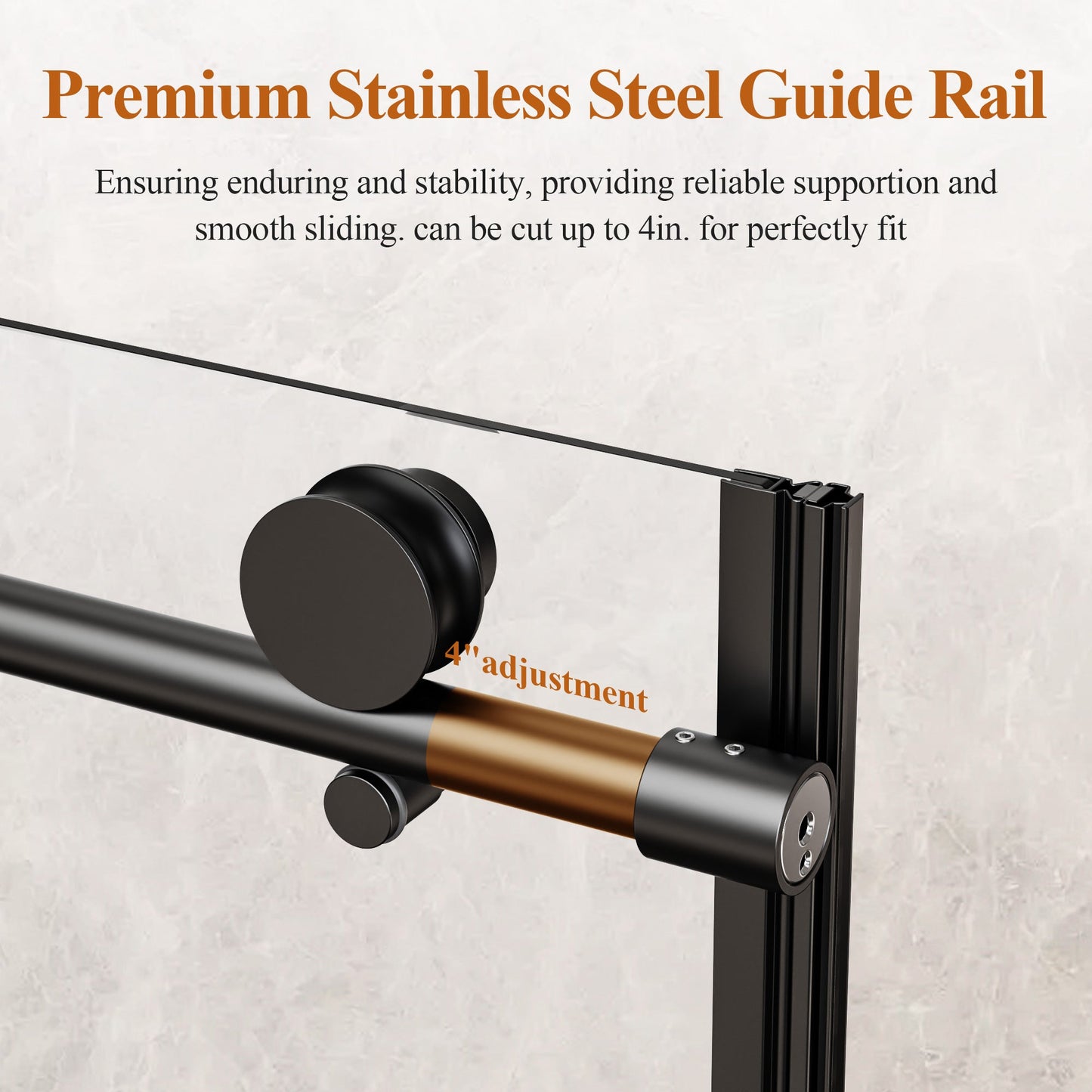 Frameless Stainless Steel Round Tube Single Sliding Shower Door