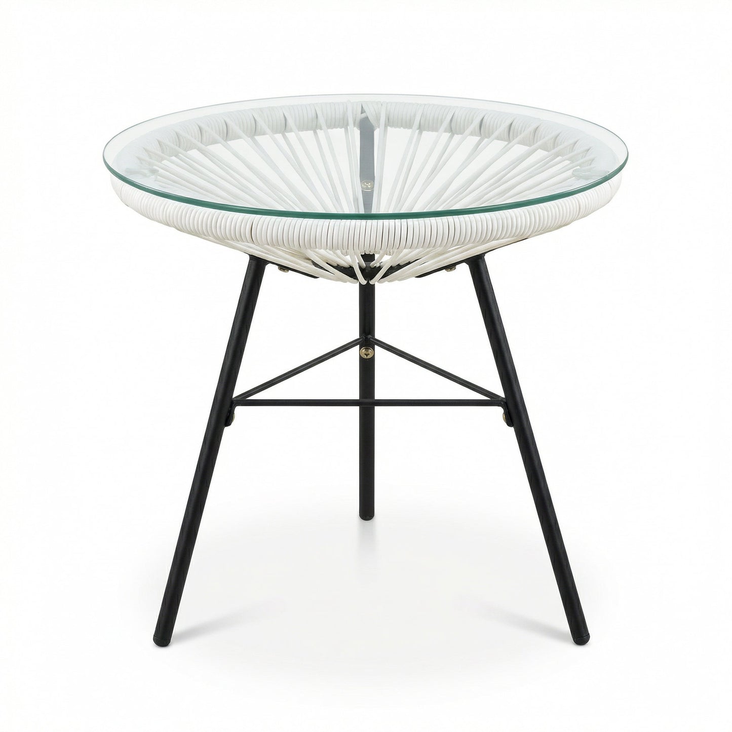 Nusa Outdoor Synthetic Wicker Glass-Top Side Table