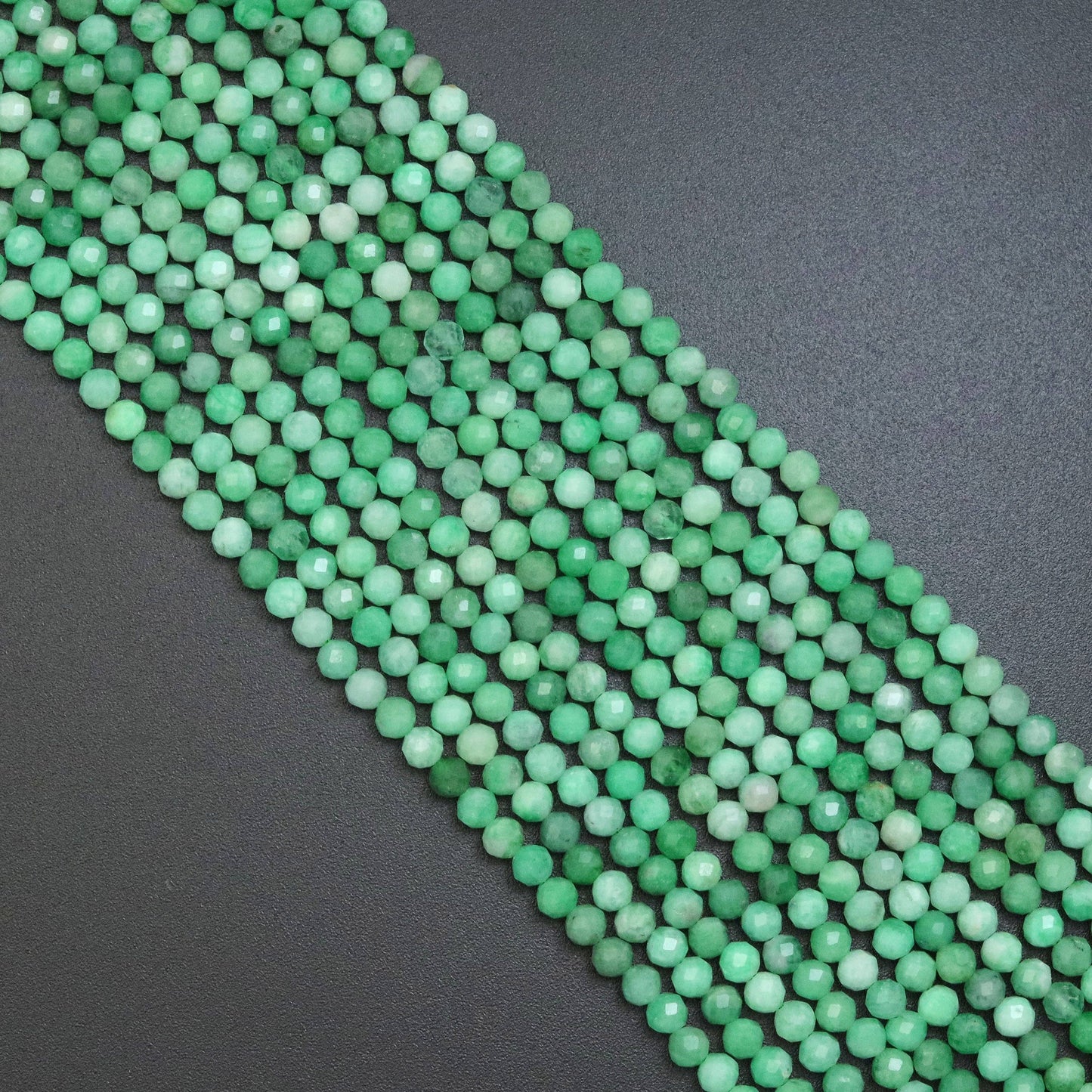 2mm/4mm High Quality Emerald Round Faceted Beads, Sku#U1882
