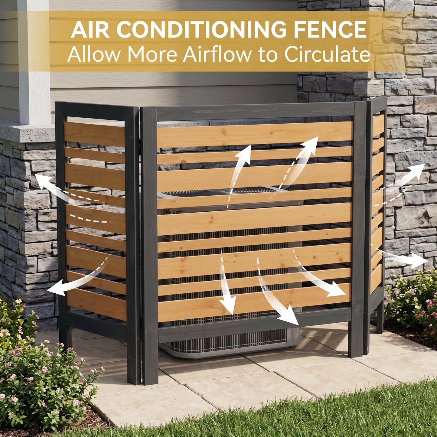 3-Panel Outdoor Air Conditioner Fence Screen