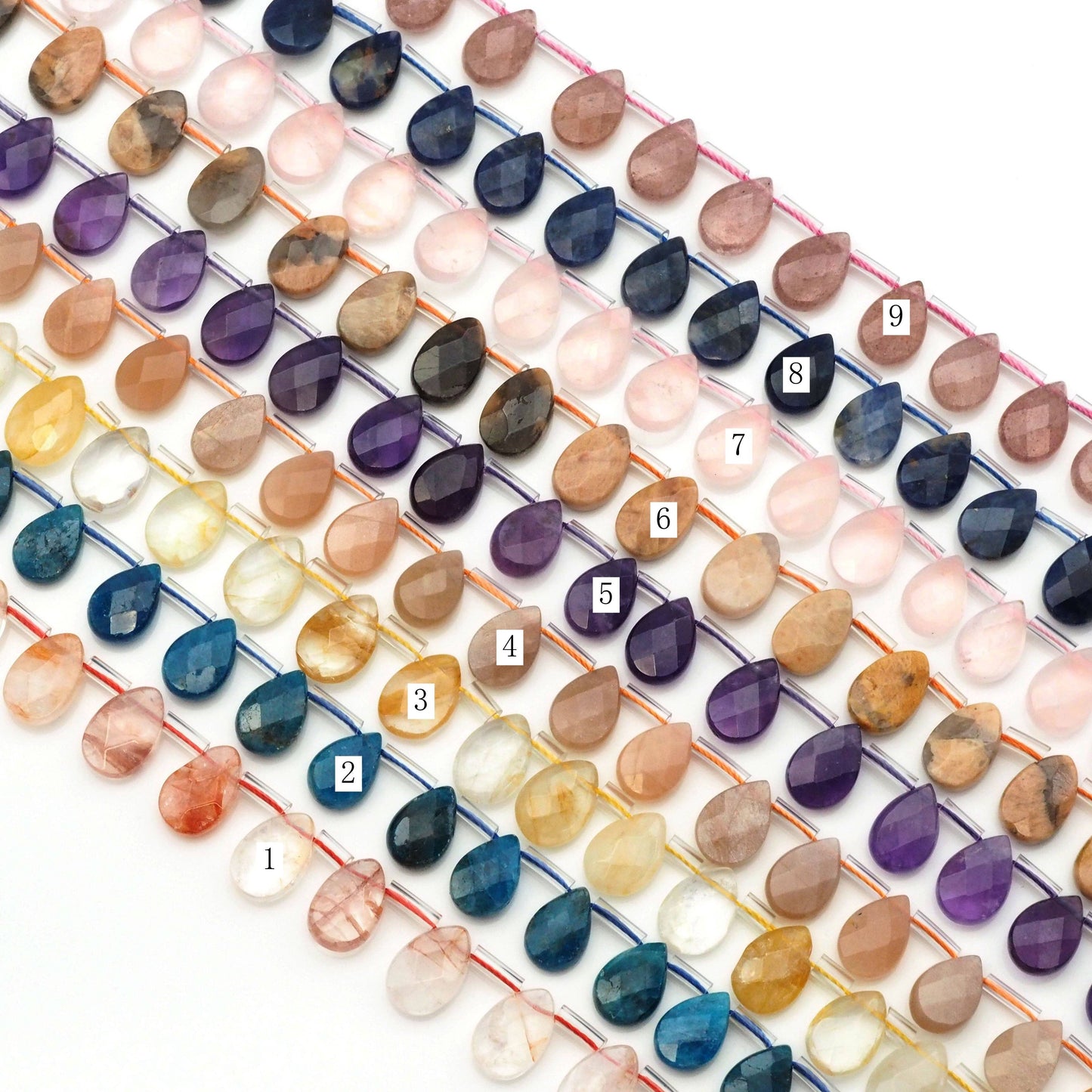 Genuine Faceted Teardrop Gemstone Beads, 8x12mm, Sku#U1615