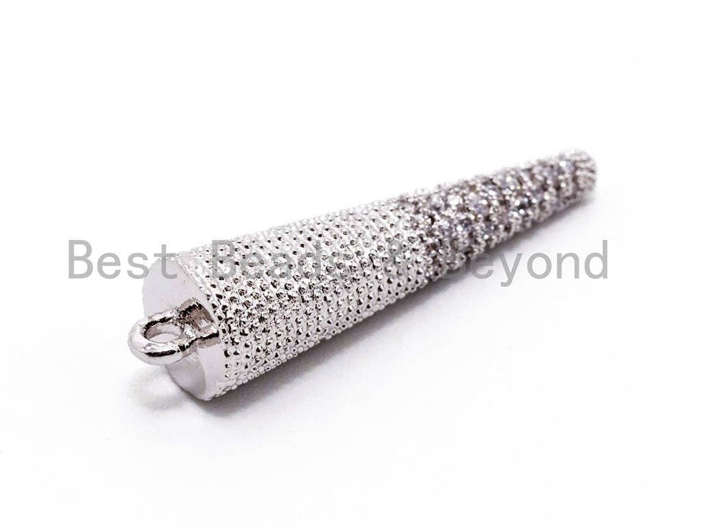CZ Micro Pave Spike Charm, Pave Spike Charm, Cone Charm, Pave Cone Charm, Jewelry Supplies, DIY Jewelry, Spike Pendants, 28x7mm,sku#F358