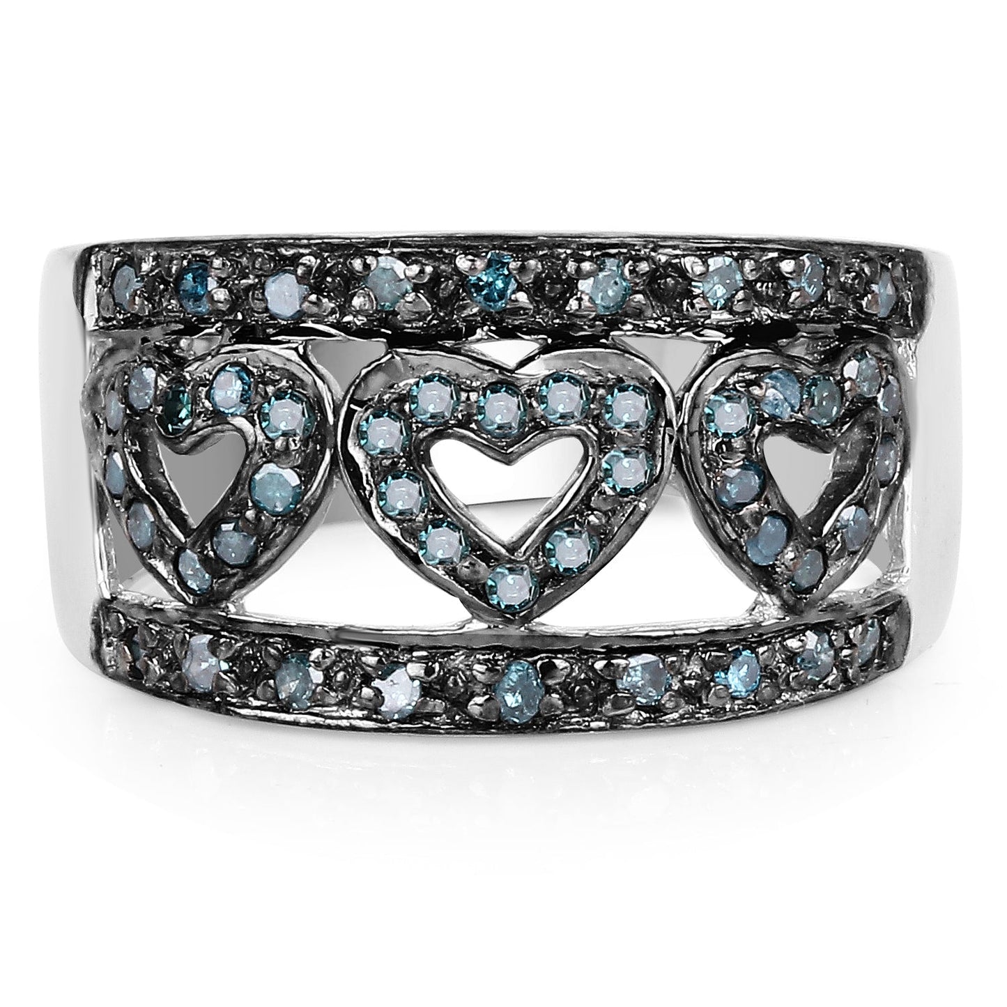 0.32 Carat Genuine Blue Diamond .925 Sterling Silver Ring