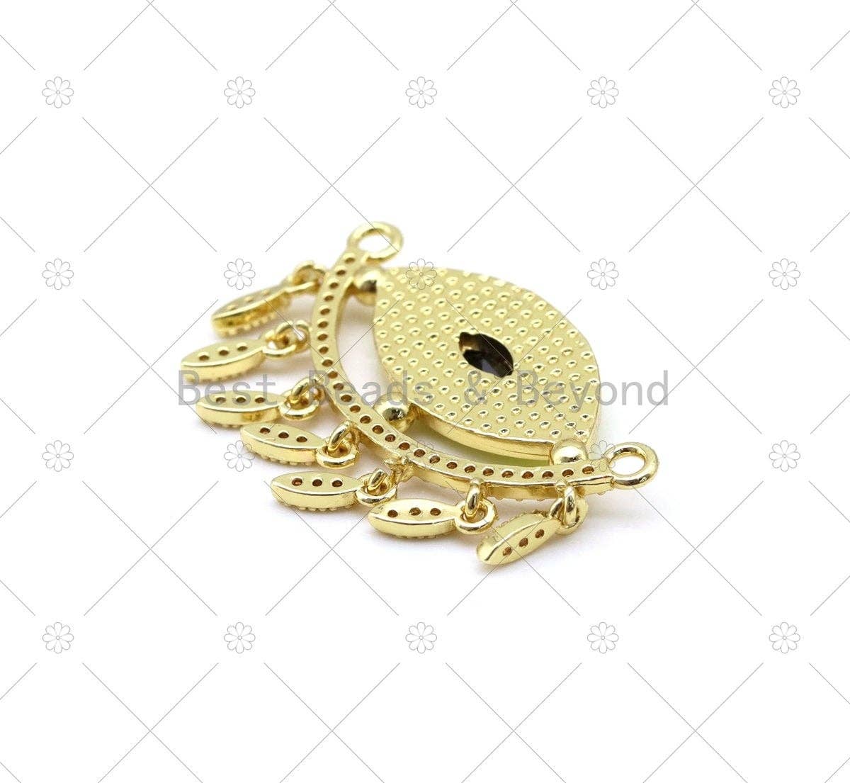 CZ Micro Pave Enamel Colorful Evil Eye With Teardrop Shape Pendant, 18K Gold Filled Evil Eye Charm,Necklace Bracelet Charm Pendant,Sku#L636