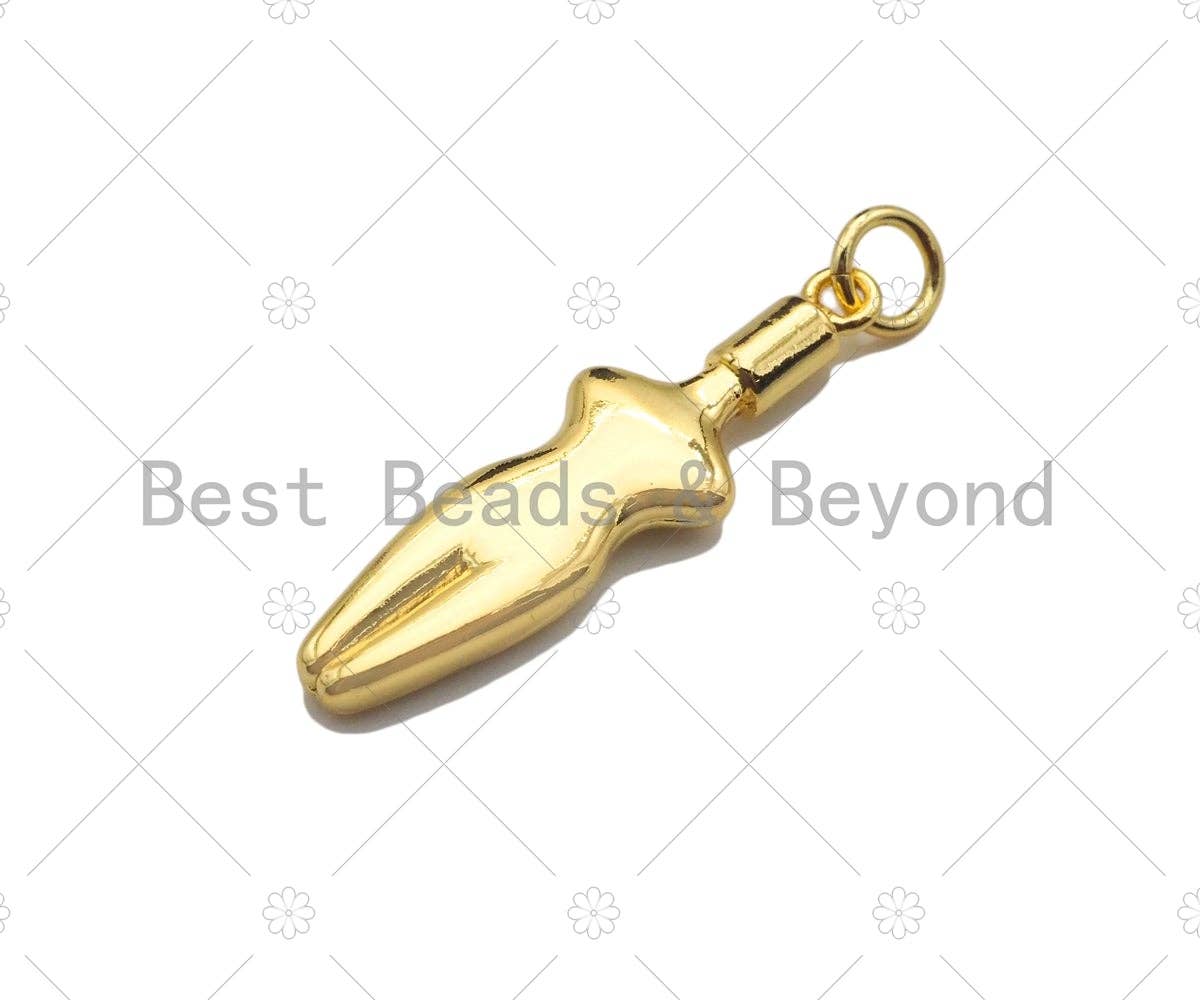 18K Dainty Gold Female Body Pendant,Female Empowerment Charm, Necklace Bracelet Charm Pendant,8x27mm, Sku#LK267