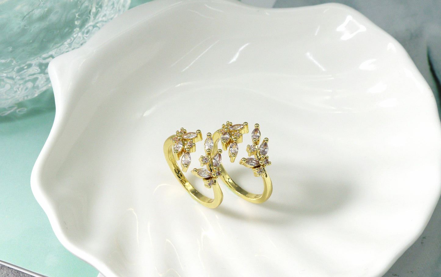 CZ Leaf Ring,Sku#X288