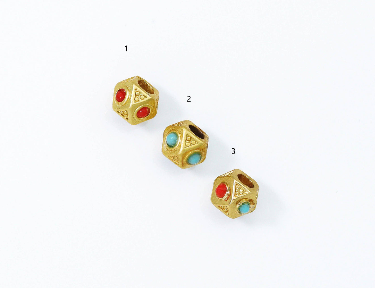 Gold Enamel Polygon Beads, Sku#LX64c