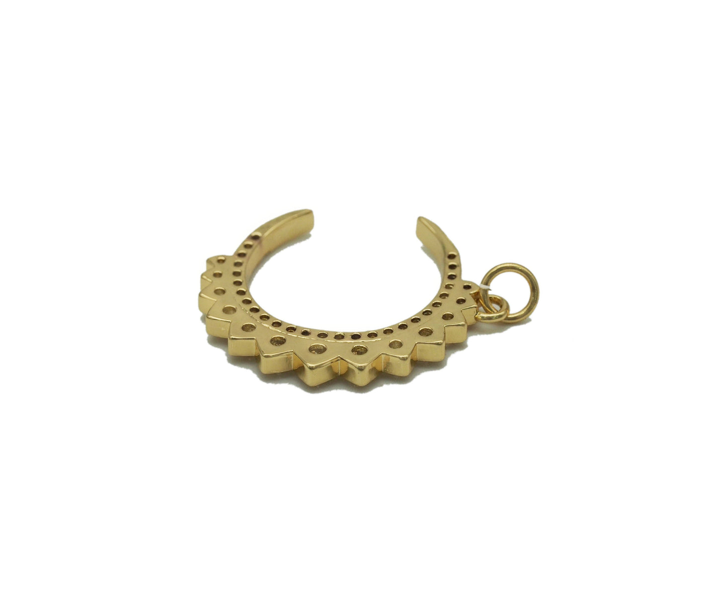Gold Silver CZ Cresent Moon Charm, Sku#B209