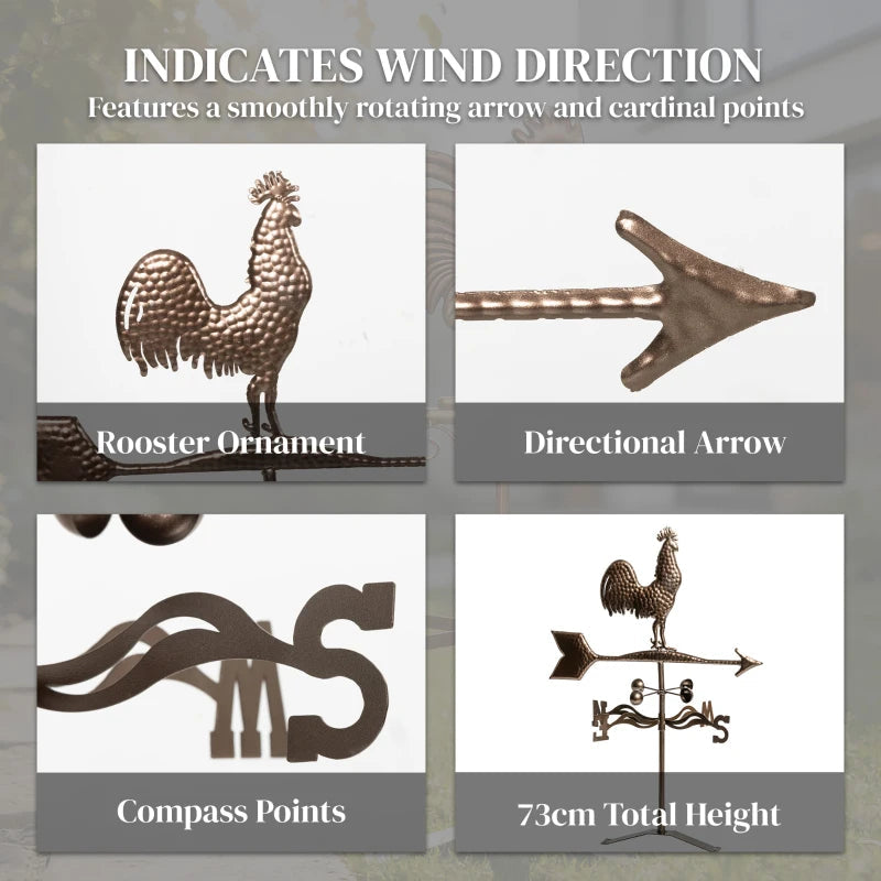 Classic Roof Mount Wind Direction Indicator - Rooster Weather Vane