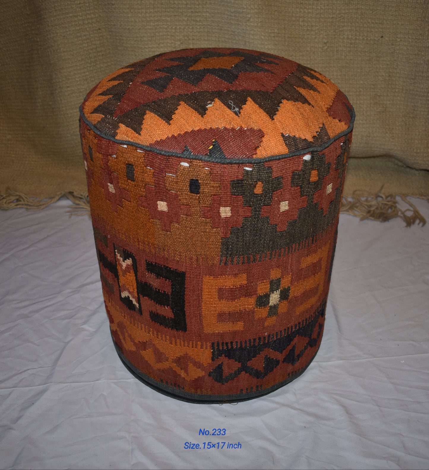 One of a Kind Kilim Rug Pouf Ottoman foot stool - #233