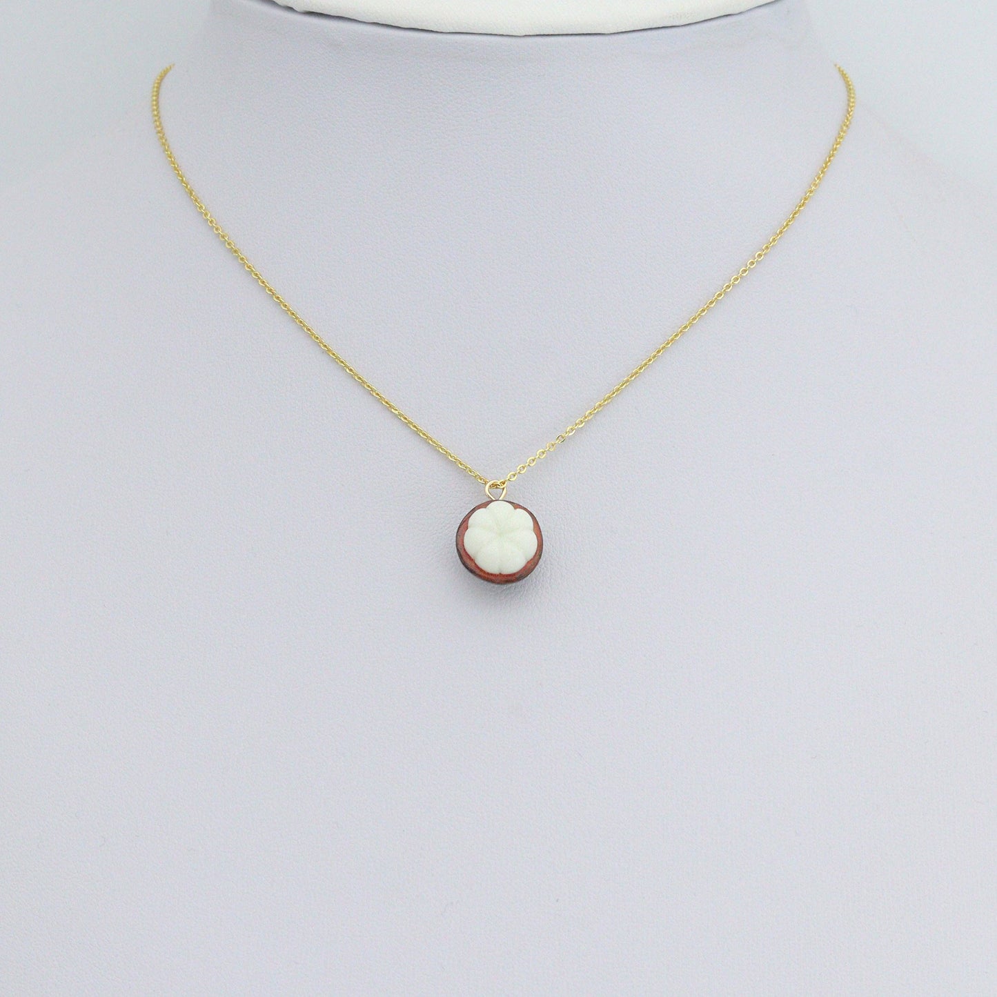 Enamel Gold Half Mangosteen Charm Pendant,Sku#LK1242