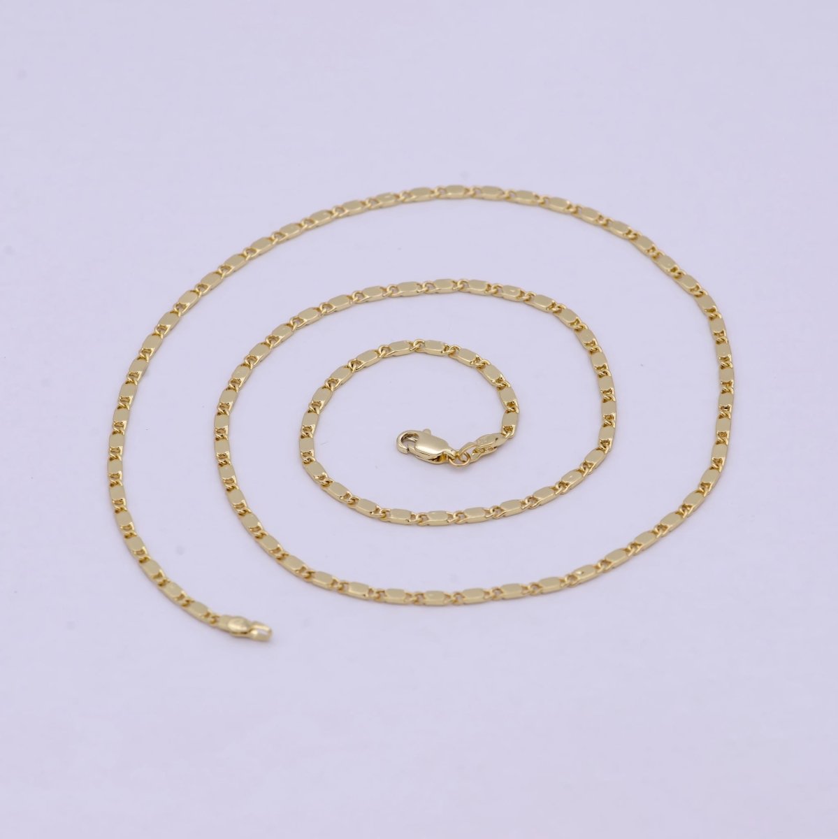 23.5 Inch Scroll Finished Chain, 14K Gold Filled Flat Link Chain, Dainty 2.4mm Unique Necklace with Lobster Clasps | WA-621 Clearance Pricing