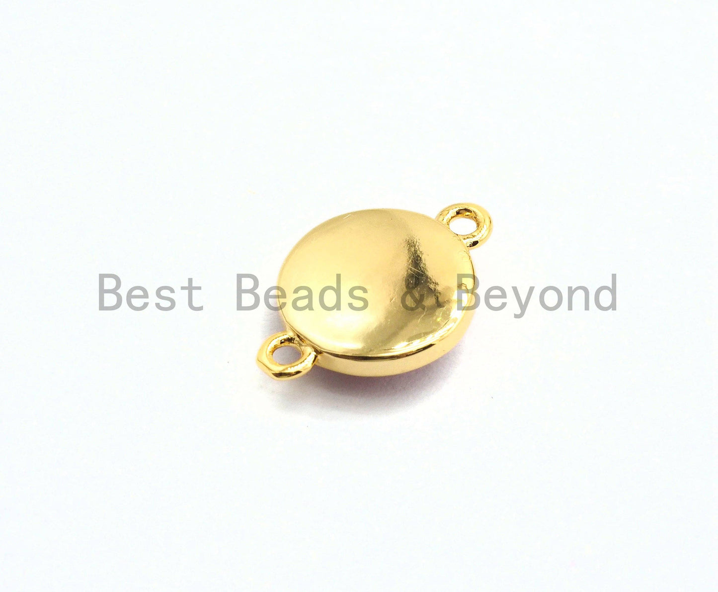 100% Natural Hot Pink Shell Round Connector with Gold/Silver Plated Edging, Fuchsia Spacer Connector, Shell Charm, 10x15mm,SKU#Z283