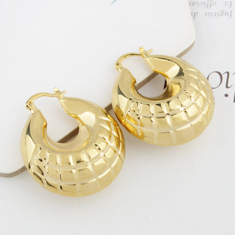 14k Gold Puffy Bamboo Nugget Hoop Earrings (Copy)