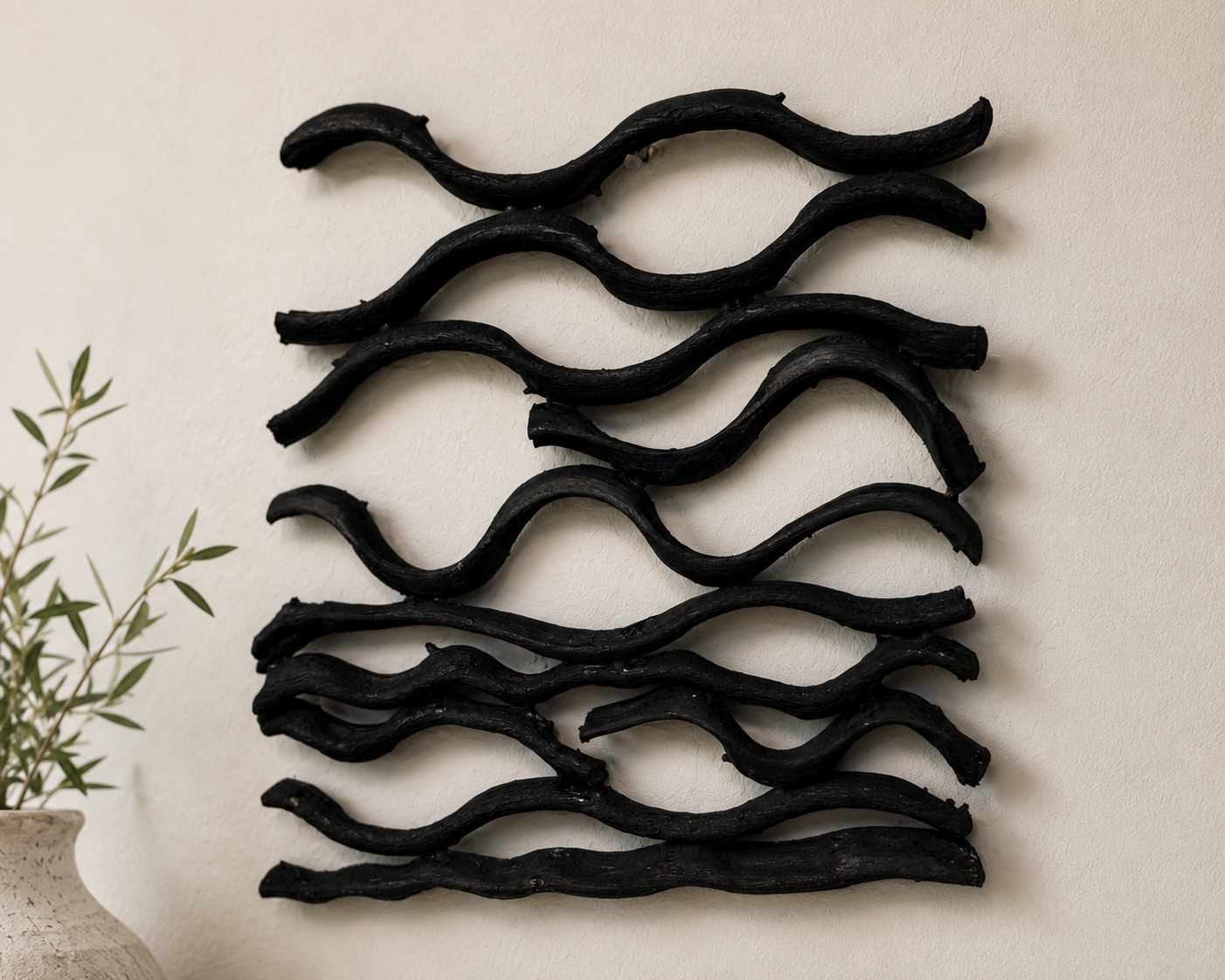 Black Tide Snake Vine Wall Art – 14” x 14”