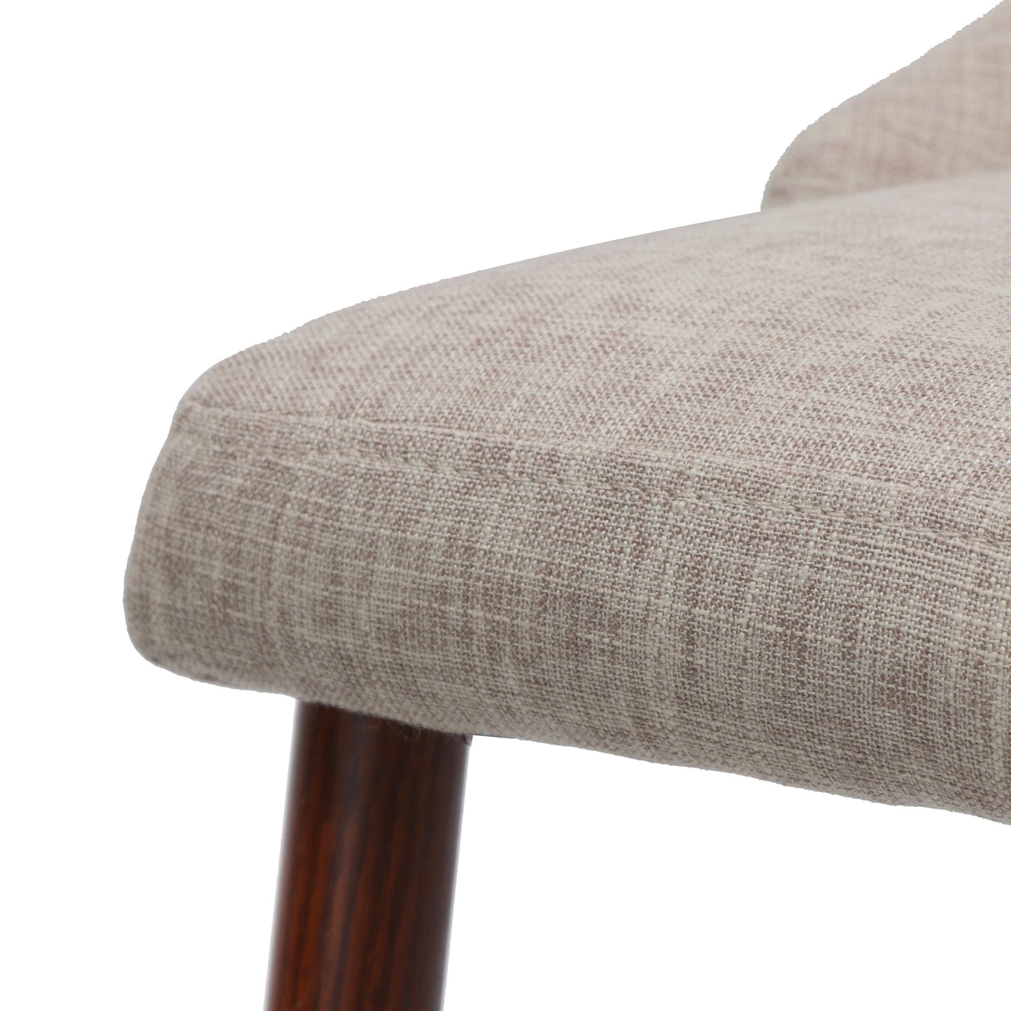 Mid Century Modern Fabric Armless Dining Chairs, Set of 2, Wheat and Dark
