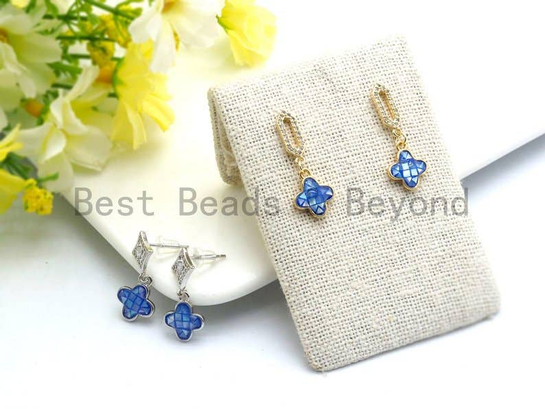 100% Natural Royal Blue Color Clover Shell Charm in Gold/Silver Finish, Blue Shell Pendant, Shell Charm, 10x13mm,SKU#Z330