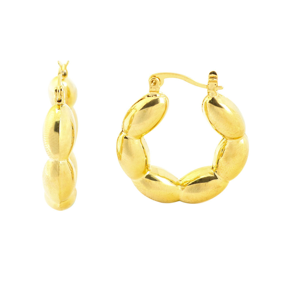 RMZ GOLD NYC 14k Gold Bead Hoop Earrings