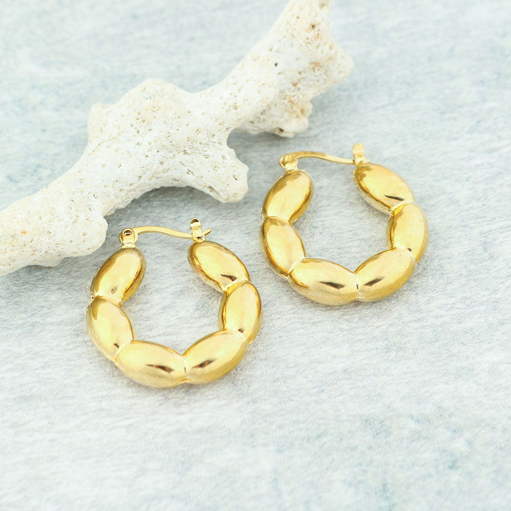 RMZ GOLD NYC 14k Gold Bead Hoop Earrings