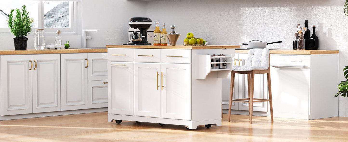 K&K 59.3" Kitchen Island with Storage