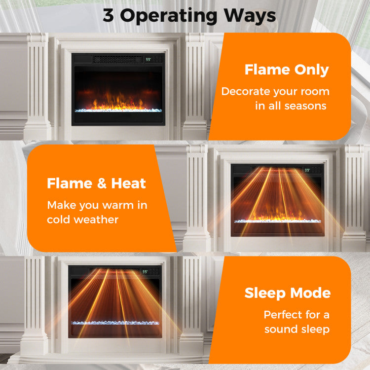23 Inch 1500W Recessed Electric Fireplace Insert with Remote Control