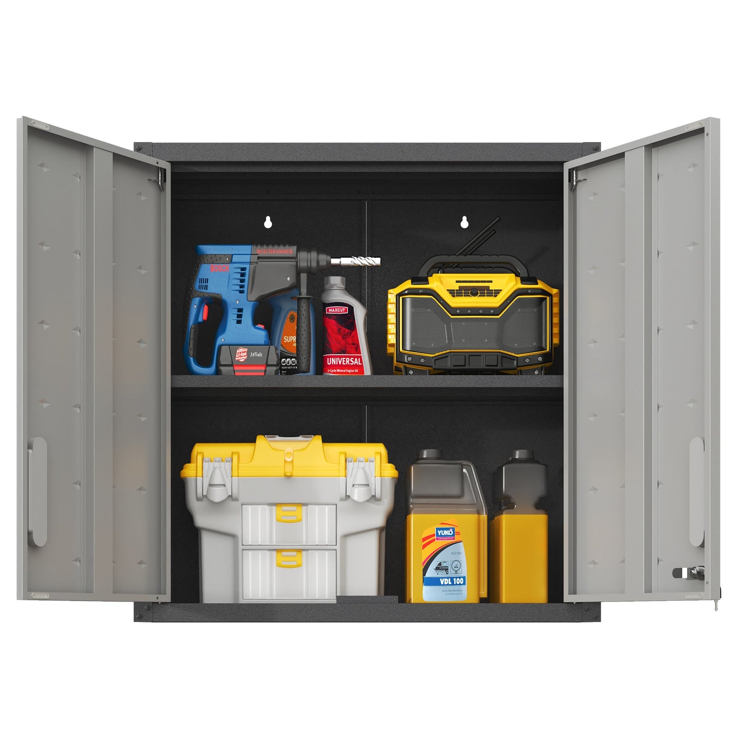 Metal Wall-Mounted Tool Storage Cabinet with Locking Door