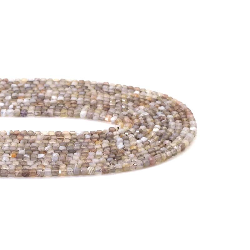 Genuine Botswana Agate Faceted Cube Beads, 2.5mm, Sku#U1539